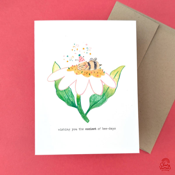 Wishing You the Coziest of Bee-Days - Bee Birthday - Greeting Card