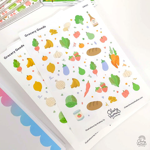 Grocery Goods - Decorative Sticker Sheet | Single Sticker Sheet or Pack of 5