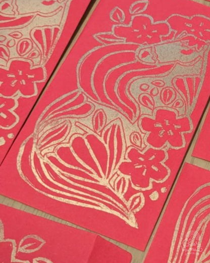 Year of the Horse - Hand-Printed / Block-Printed Red Envelope
