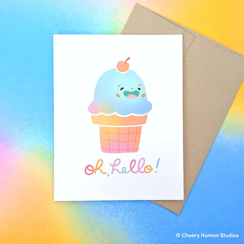 Oh Hello Ice Cream - Greeting Card