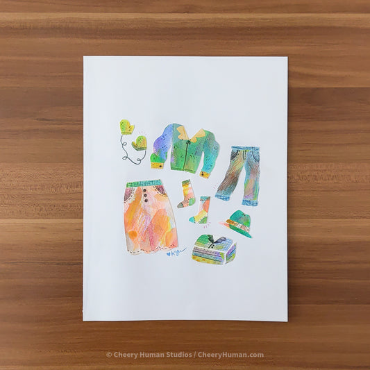 *PAPER ART ORIGINAL* Clothing - Original Paper Cut Artwork ✺ Watercolor - Acryla Gouache - Colored Pencil Art