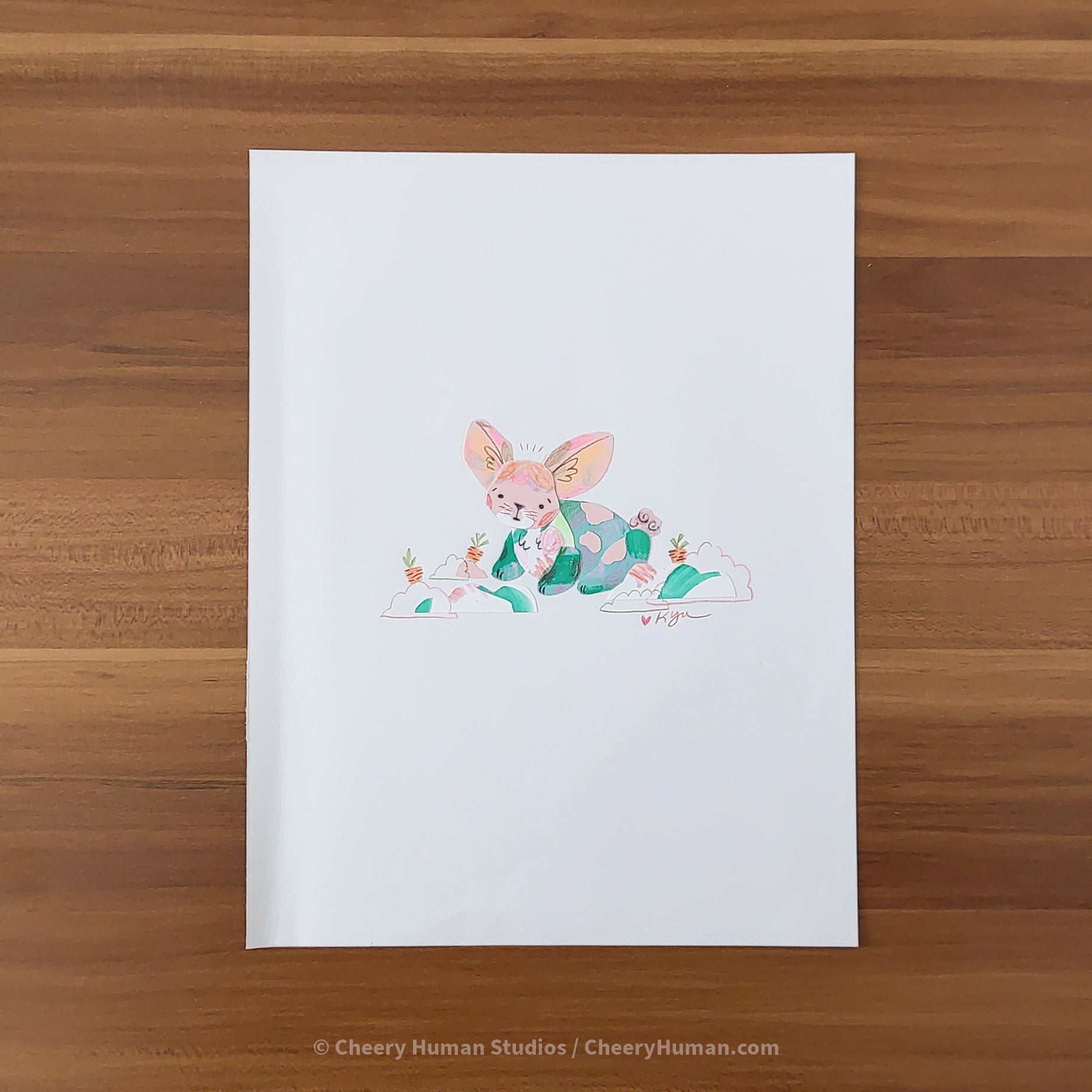 *PAPER ART ORIGINAL* Bunny Rabbit - Original Paper Cut Artwork ✺ Watercolor - Acryla Gouache - Colored Pencil Art