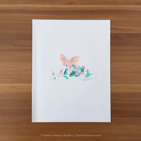 *PAPER ART ORIGINAL* Bunny Rabbit - Original Paper Cut Artwork ✺ Watercolor - Acryla Gouache - Colored Pencil Art