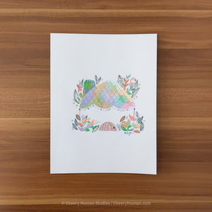 *PAPER ART ORIGINAL* Floral House 2 - Original Paper Cut Artwork ✺ Watercolor - Acryla Gouache - Colored Pencil Art