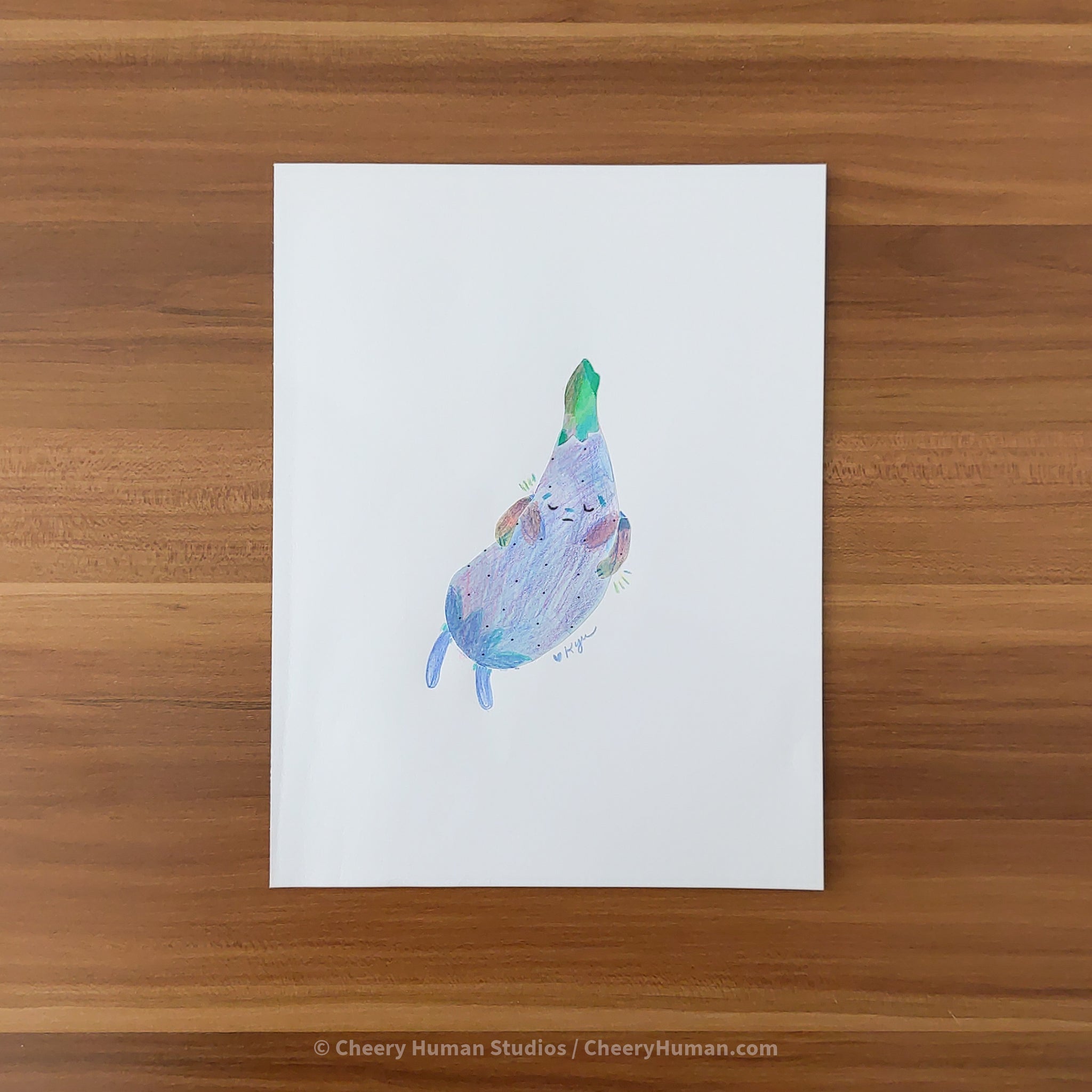 *PAPER ART ORIGINAL* Eggplant - Original Paper Cut Artwork ✺ Watercolor - Acryla Gouache - Colored Pencil Art