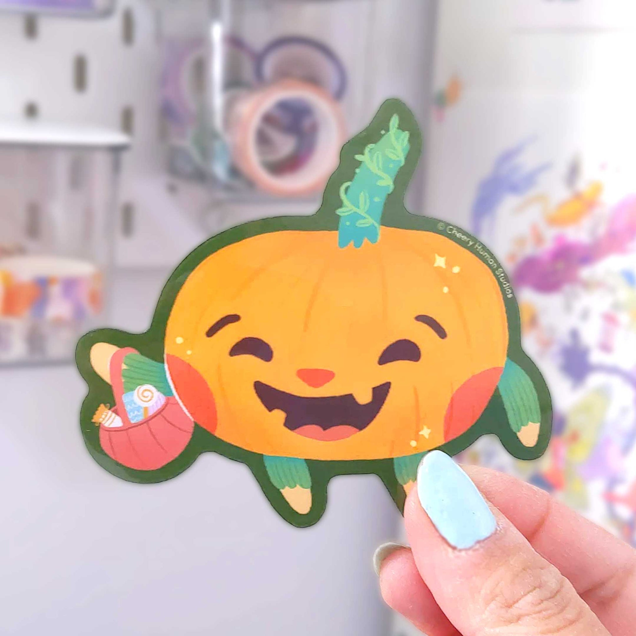 Peppie the Pumpkin - Handmade Vinyl Sticker | Halloween Sticker