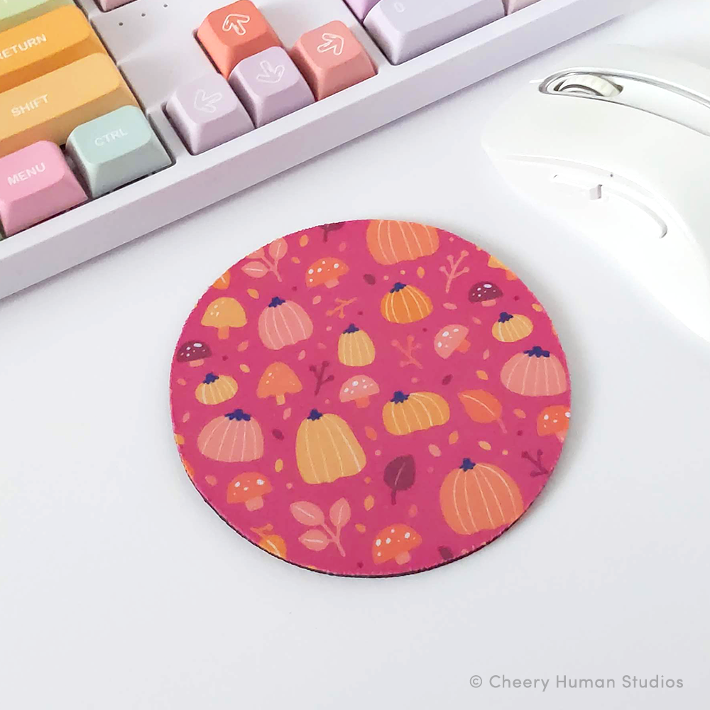 Pink & Orange Pumpkins Coaster | Autumn Fall Coaster