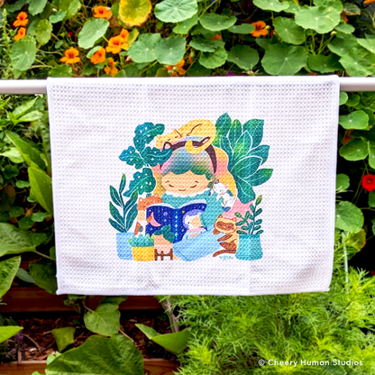 Reading with Cats - Tea Towel | Dish Towel | Kitchen Towel