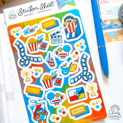 Cheery Town Movie Theater - Transparent Vinyl Sticker Sheet