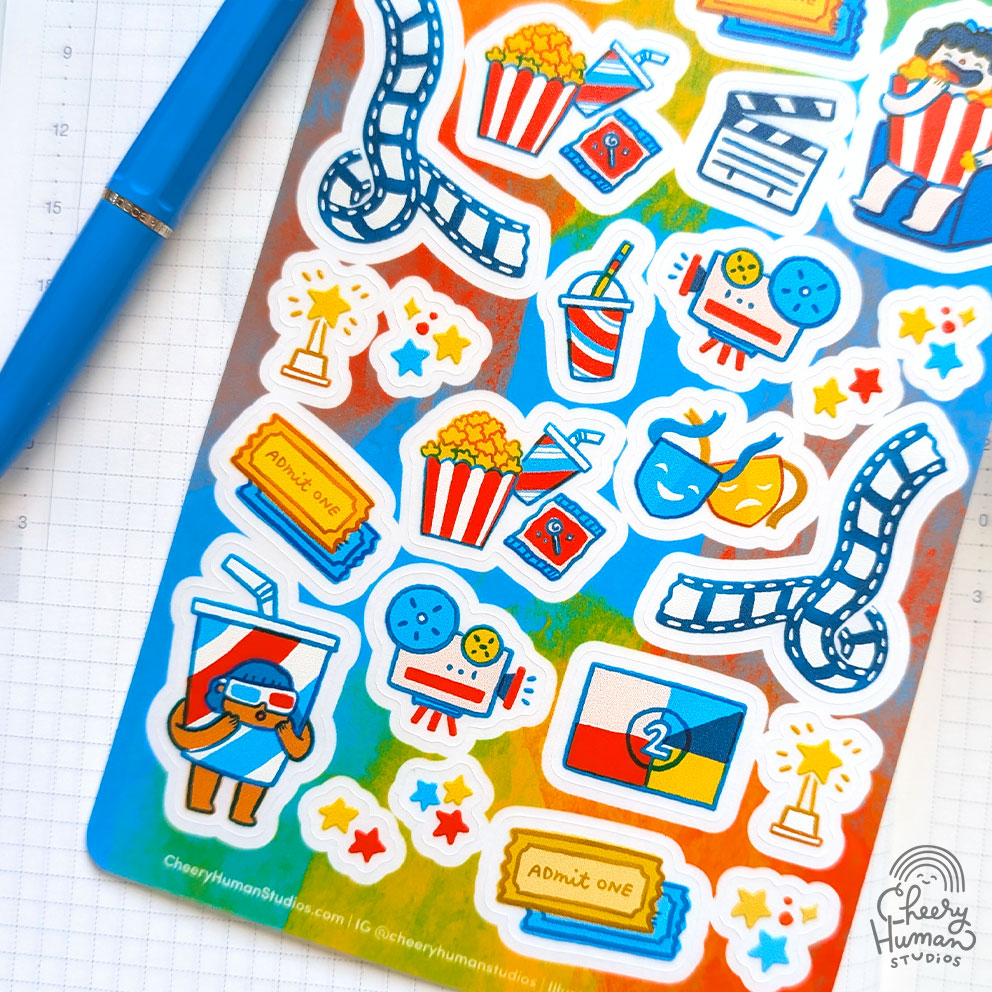 Cheery Town Movie Theater - Transparent Vinyl Sticker Sheet