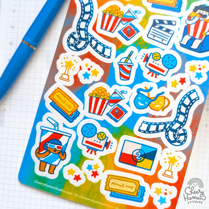 Cheery Town Movie Theater - Transparent Vinyl Sticker Sheet