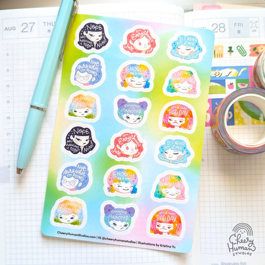 Hair Emotions 1 & 2 - Transparent Vinyl Sticker Sheet