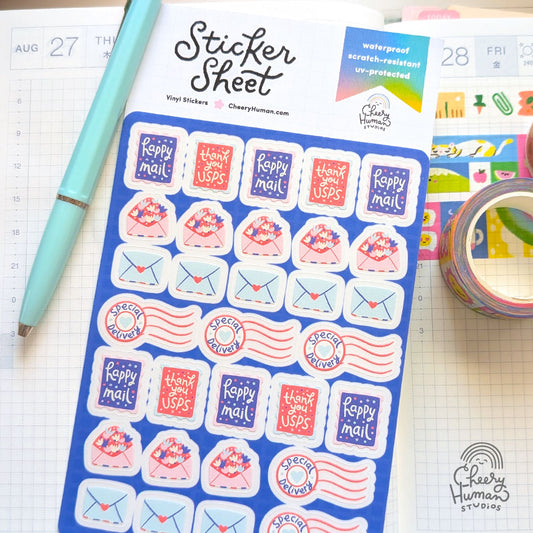 Happy Mail - Transparent Vinyl Sticker Sheet