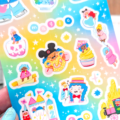*Paper World Expo Anaheim Exclusive* Cheery Human Visits the Magic Park - Transparent Vinyl Sticker Sheet