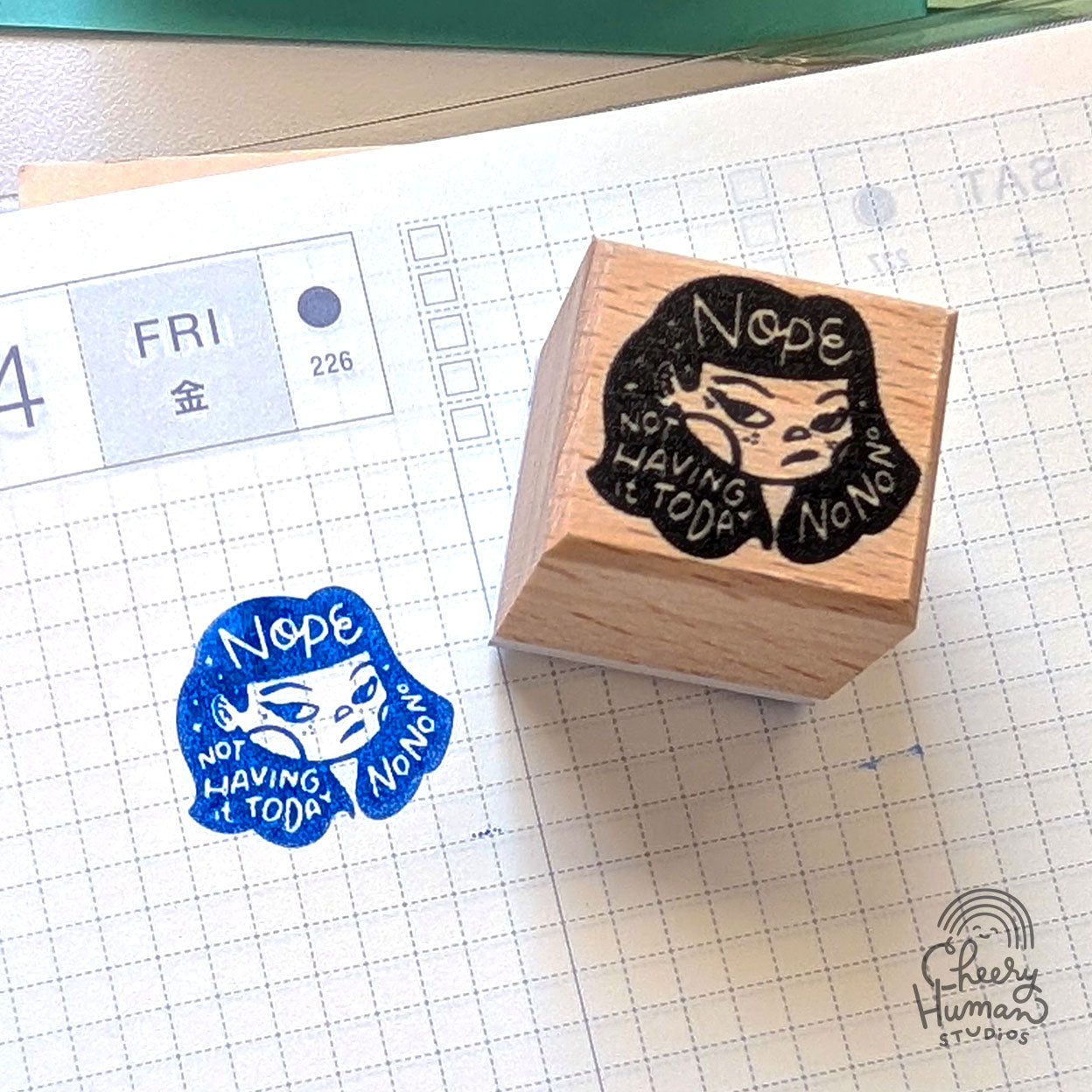 Nope - Wooden Rubber Stamp