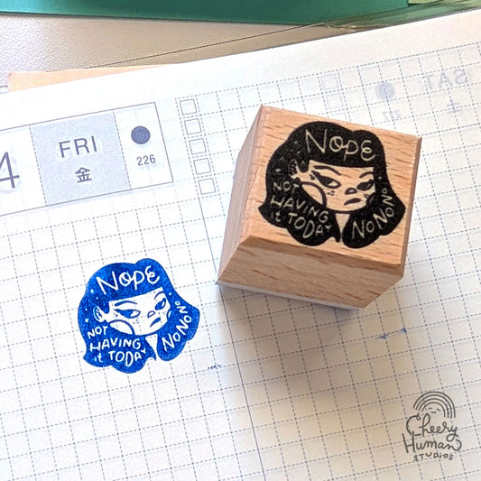 Nope - Wooden Rubber Stamp
