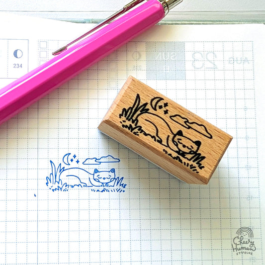 Napping Cat - Wooden Rubber Stamp