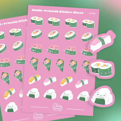 Sushi & Friends - Decorative Sticker Sheet | Single Sticker Sheet or Pack of 5