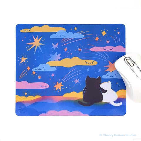 Stargazing Cats Mouse Pad ✺ Cozy Mouse Mat