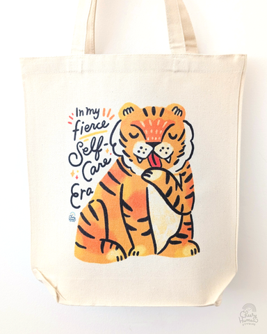 Fierce Self Care Tiger - Canvas Tote Bag