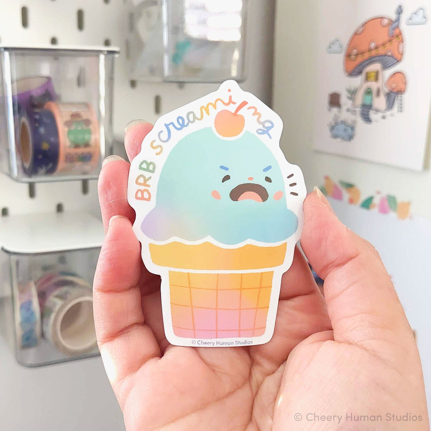 BRB Screaming - Ice Cream - Handmade Vinyl Sticker