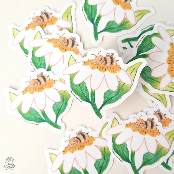 Sleepy Bee - Handmade Vinyl Sticker