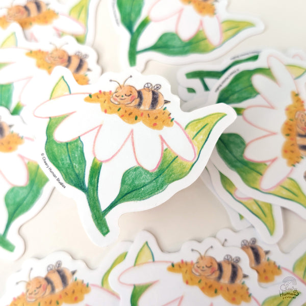 Sleepy Bee - Handmade Vinyl Sticker