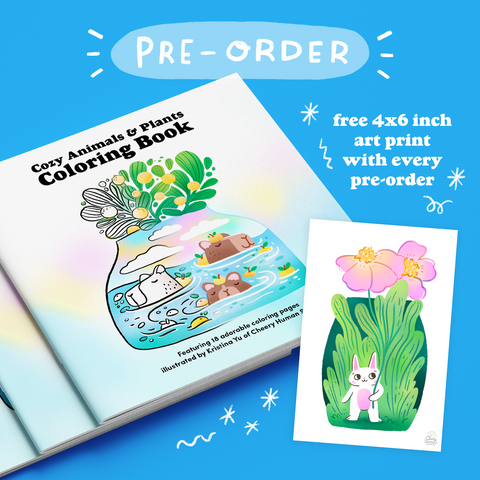 PRE-ORDER | Cozy Animals & Plants Coloring Book (includes free 4x6 art print)