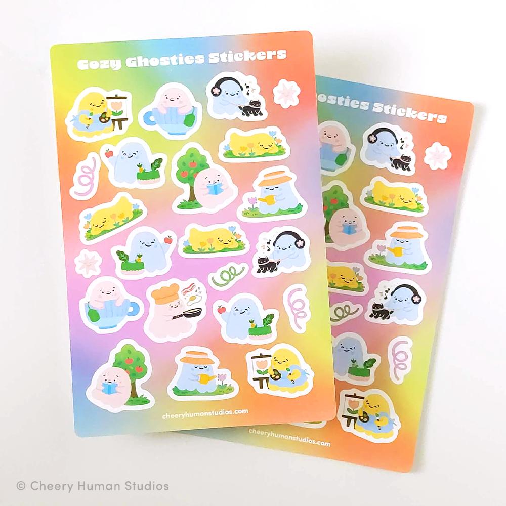 Cozy Ghosties - Decorative Sticker Sheet | Single Sticker Sheet or Pack of 5