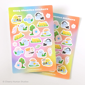 Cozy Ghosties - Decorative Sticker Sheet | Single Sticker Sheet or Pack of 5