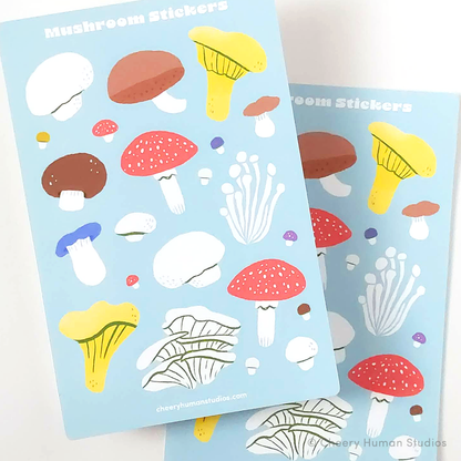 Mushrooms - Decorative Sticker Sheet | Single Sticker Sheet or Pack of 5