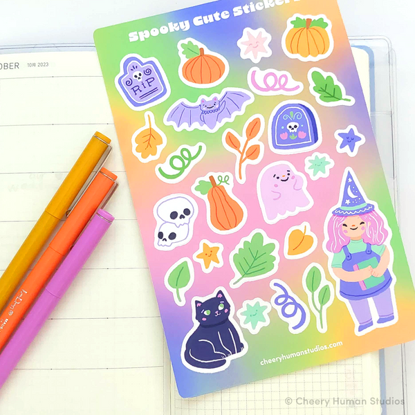 Spooky Cute - Decorative Sticker Sheet | Single Sticker Sheet or Pack of 5