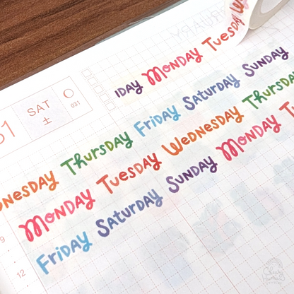 Days of the Week v2.0 - 10mm Washi Tape