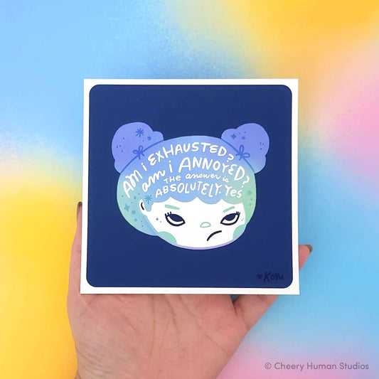 Hair Emotions 2: Exhausted + Annoyed - 5x5 Art Print