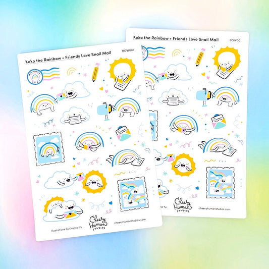 Koko the Rainbow & Friends: Snail Mail Sticker Set (2 Sticker Sheets & 4 Vinyl Stickers)
