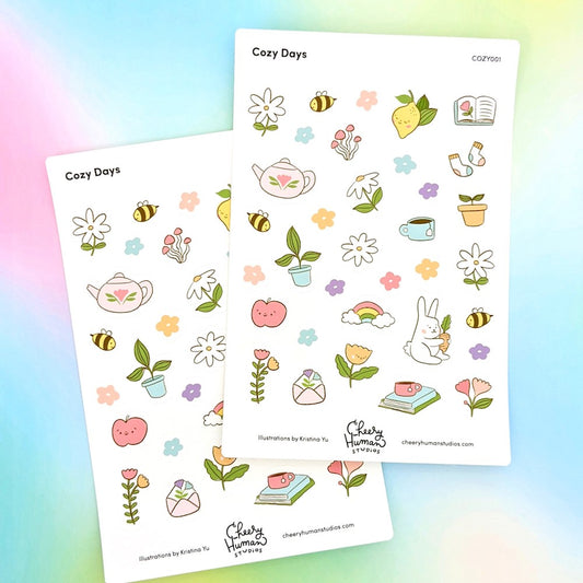 Cozy Days - Sticker Sheet | Single Sticker Sheet or Pack of 5