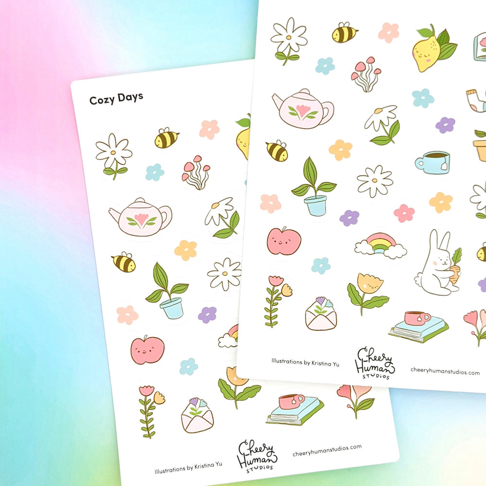Cozy Days - Sticker Sheet | Single Sticker Sheet or Pack of 5