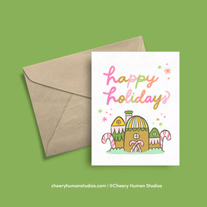 Happy Holidays Gingerbread House - Greeting Card | Holiday Greeting Card | Christmas