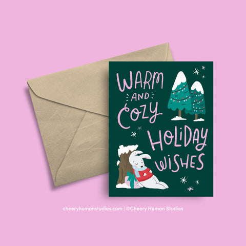 Cozy Holiday Wishes - Greeting Card | Holiday Greeting Card