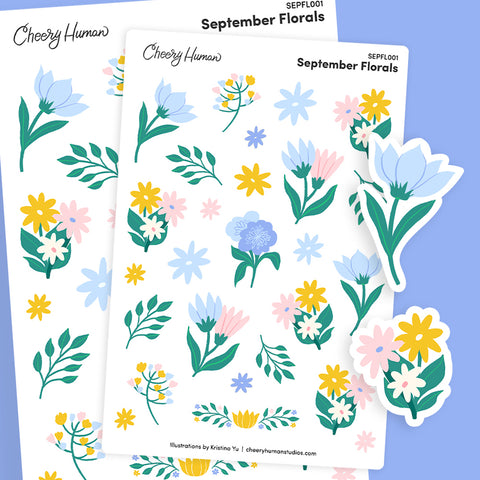 September Florals | Single Sticker Sheet or Pack of 5