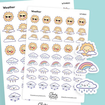 Weather - Sticker Sheet | Single Sticker Sheet or Pack of 5