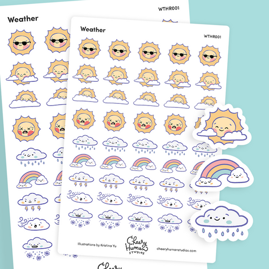 Weather - Sticker Sheet | Single Sticker Sheet or Pack of 5