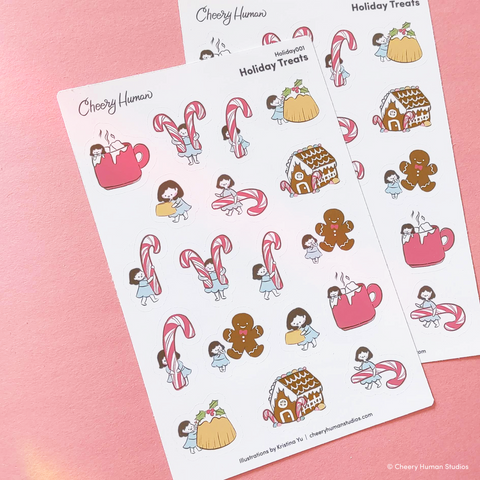 Holiday Treats Sticker Sheet | Winter Stickers | Holiday Stickers | Single Sticker Sheet or Pack of 5