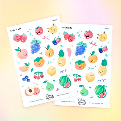 Cute Fruits - Sticker Sheet | Single Sticker Sheet or Pack of 5