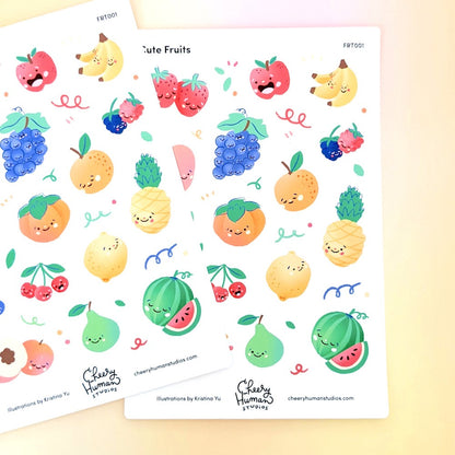 Cute Fruits - Sticker Sheet | Single Sticker Sheet or Pack of 5