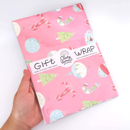Festive Ornaments - Double Sided Gift Wrap - Folded Flat Pack of 2 Sheets