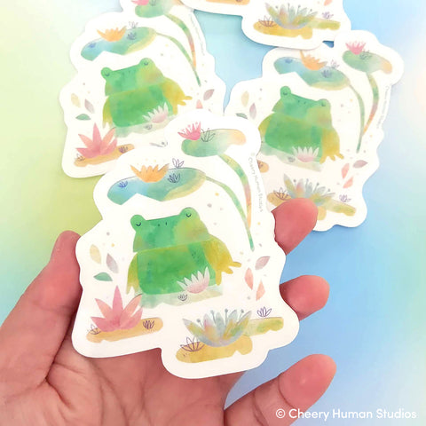 Frog - Paper Art - Handmade Vinyl Sticker