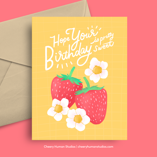Sweet Birthday Strawberry - Greeting Card | Birthday