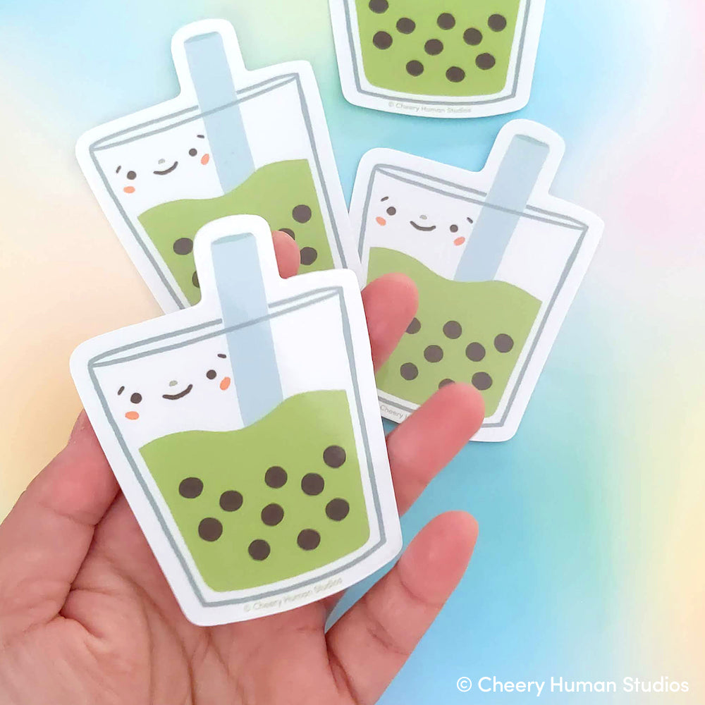 Green Tea Boba - Matcha - Handmade Vinyl Sticker