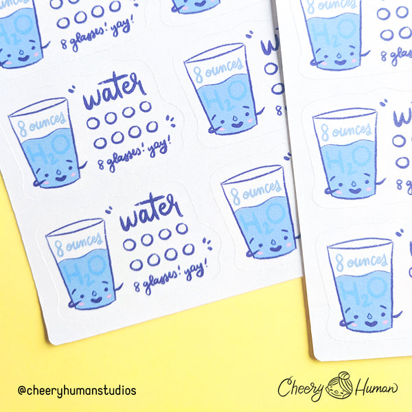Hydration Tracker | Water Tracker | Stay Hydrated - Stickers | Single Sticker Sheet or Pack of 5